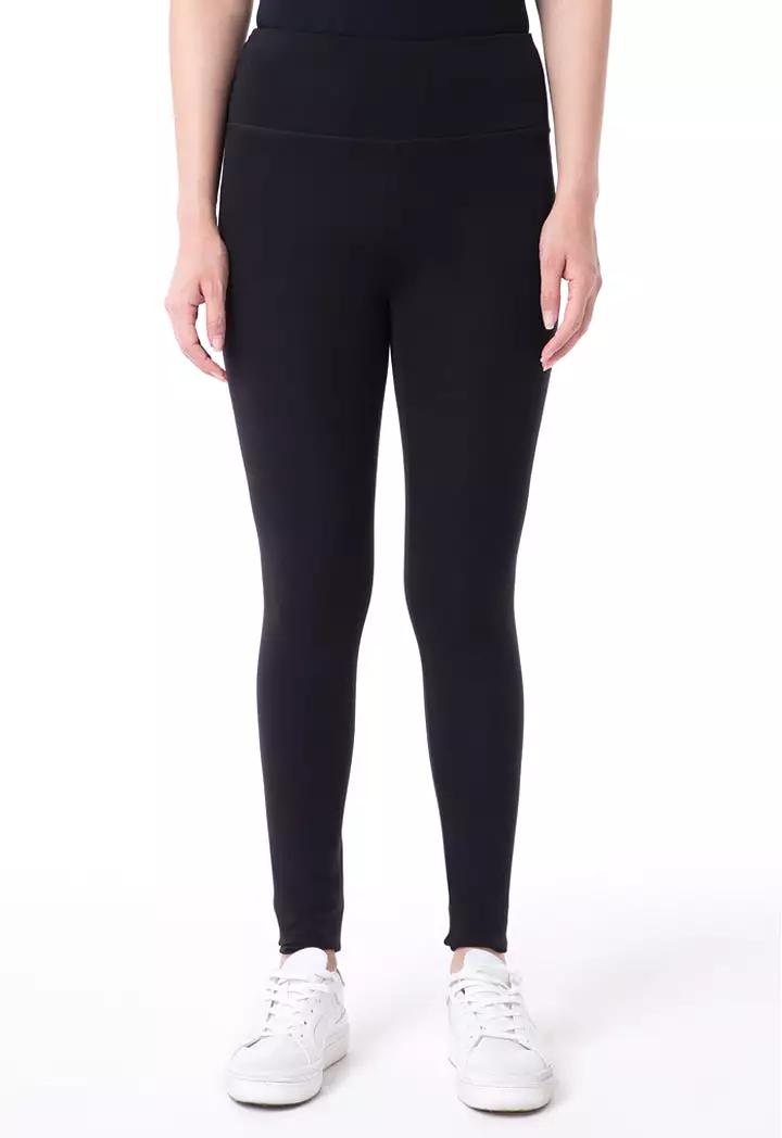 Solid Mid Waist Legging Pants