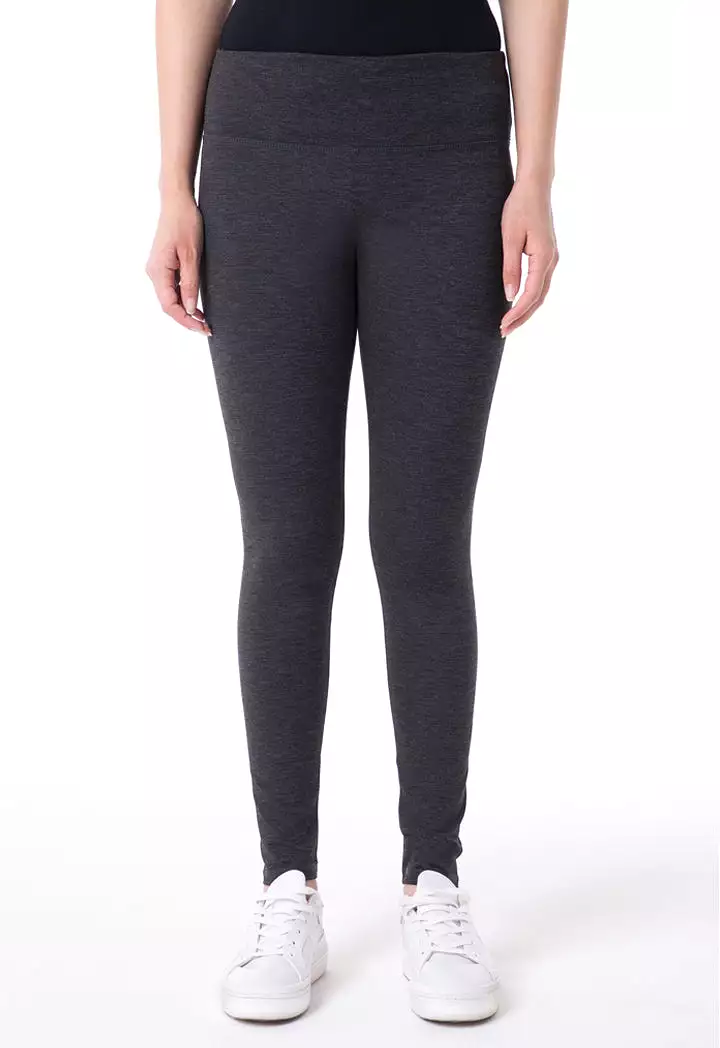 Solid Mid Waist Legging Pants