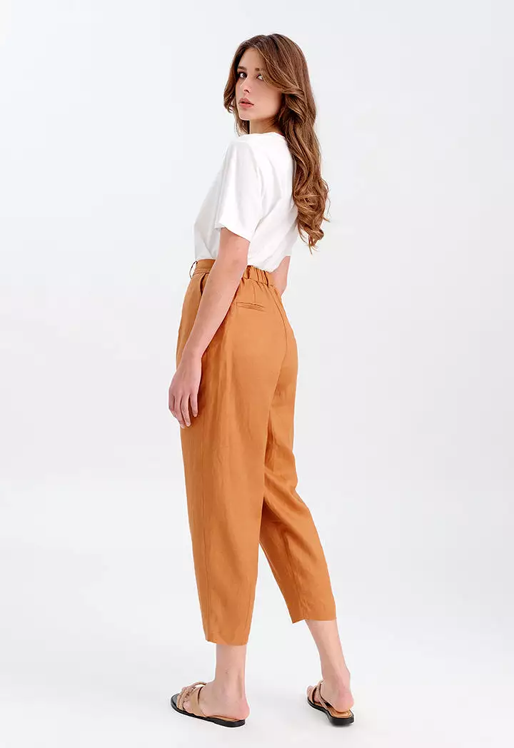 Solid Wide Pants With Elasticated Waist