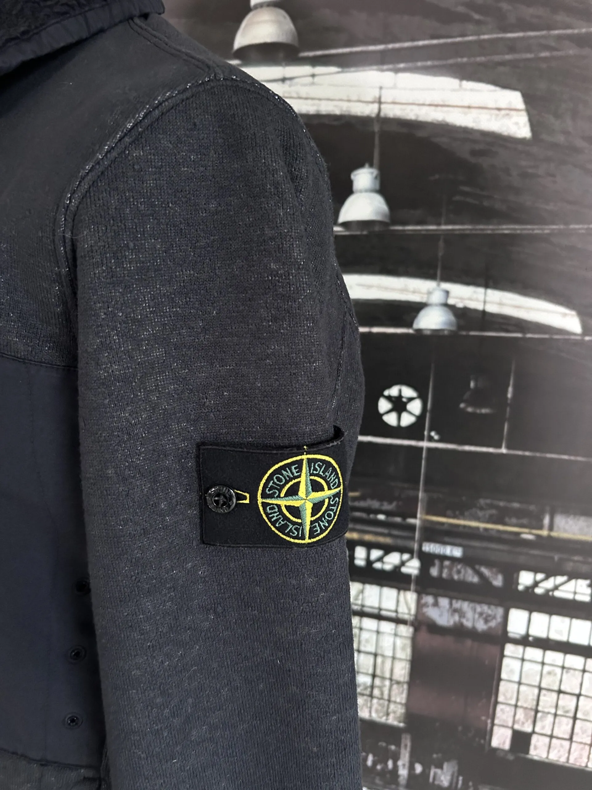 STONE ISLAND PLATED TERRY FLEECE SWEATSHIRT