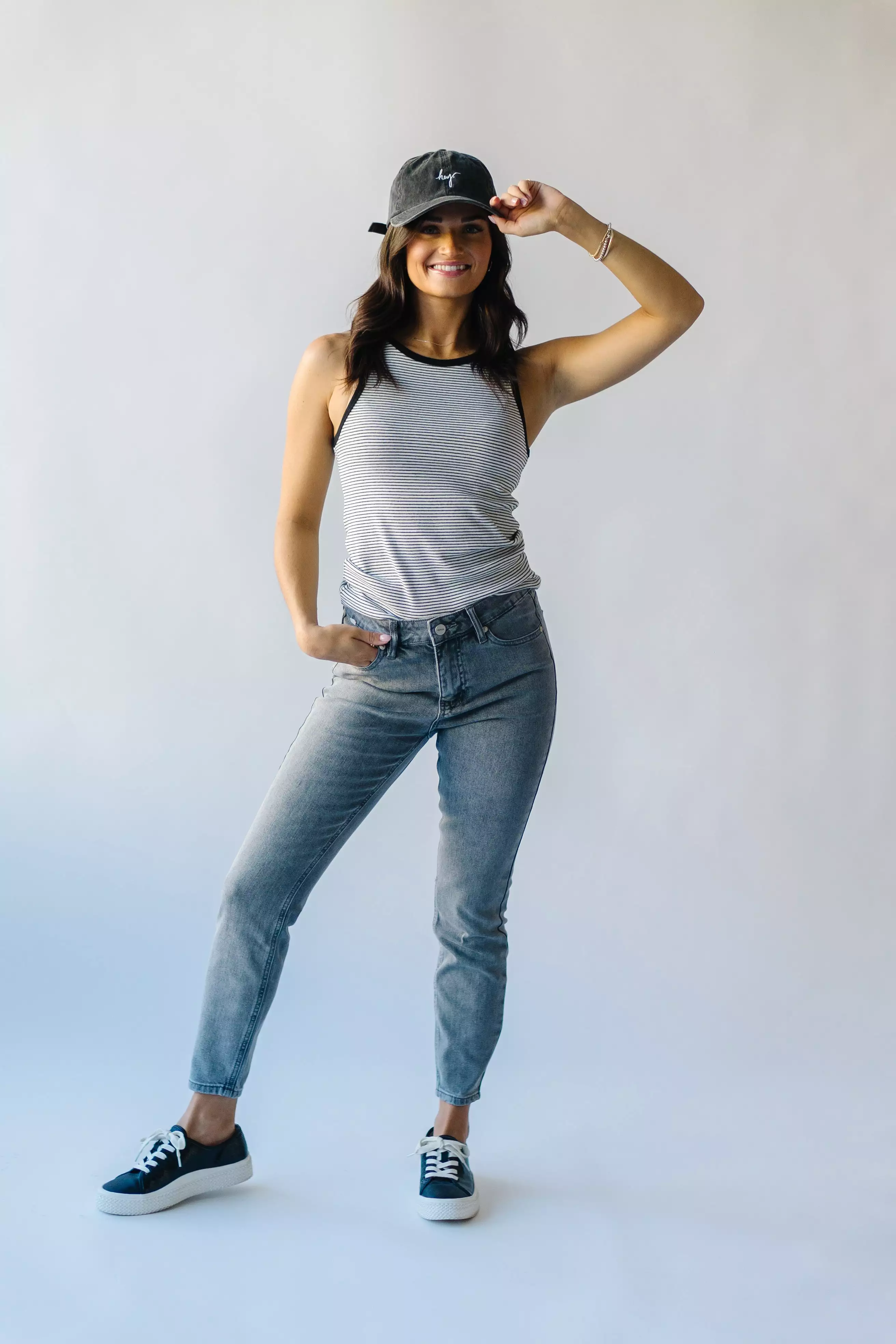 The Holdrege Mid Rise Crop Skinny Jean in Light Gray