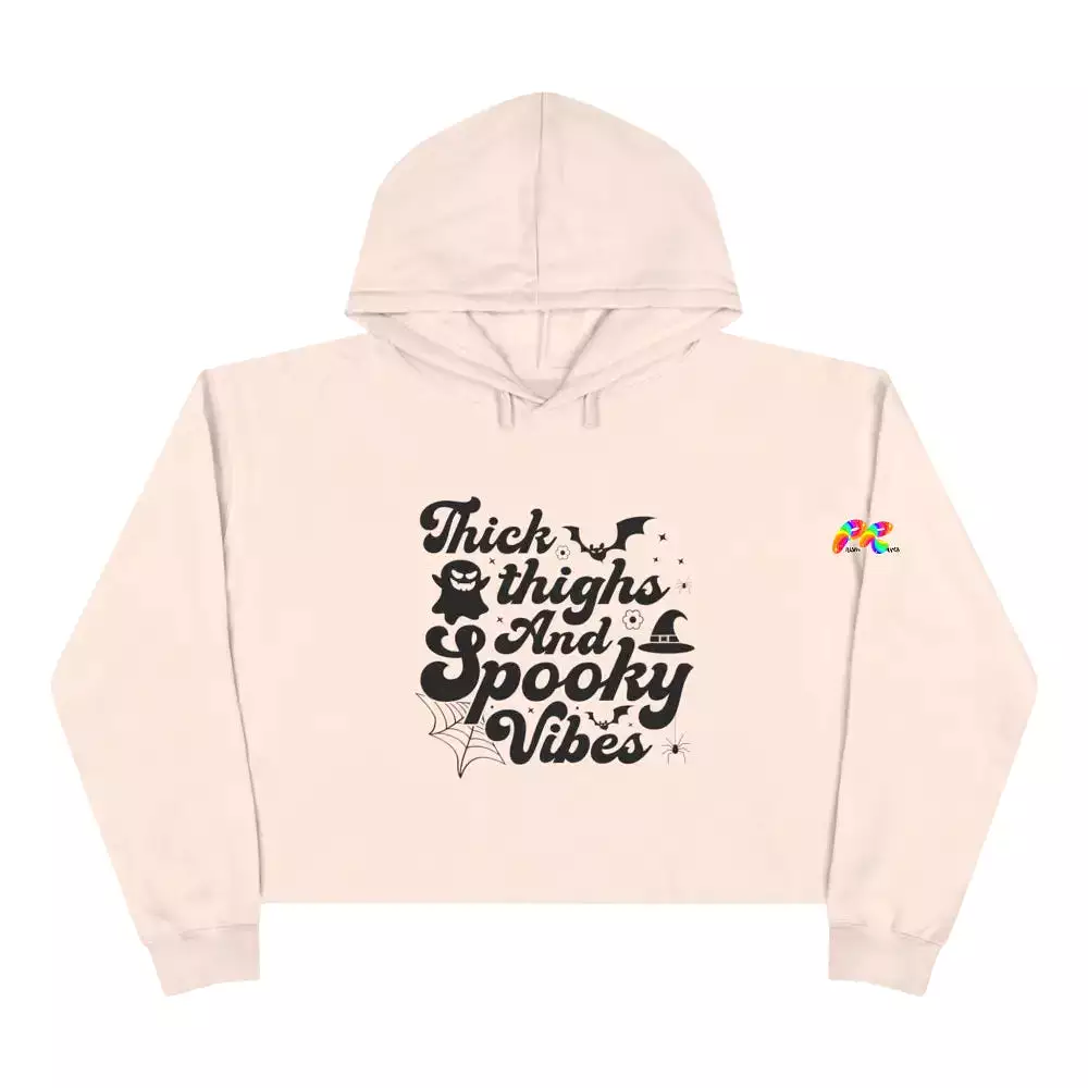 Thick Thigh Spooky Vibes Crop Hoodie