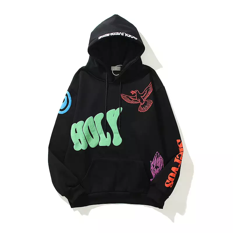 West Print Velvet Men Women Harajuku Fleece Hoodie Hip Hop Stranger Things Hooded Hoodie Pullover Sweatshirt