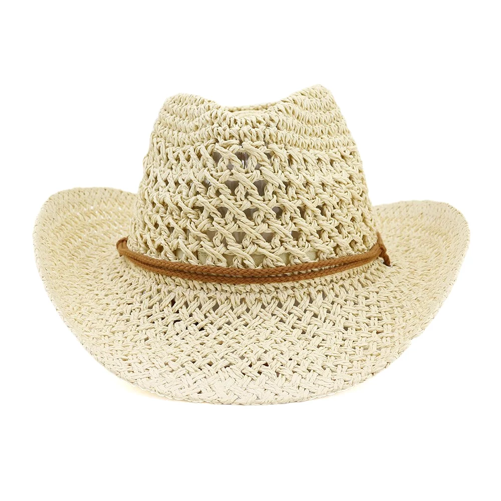 Western Cowboy Handmade Straw Hat Top Hat Women's Outdoor Beach Hat Sun Visor Sun Protection