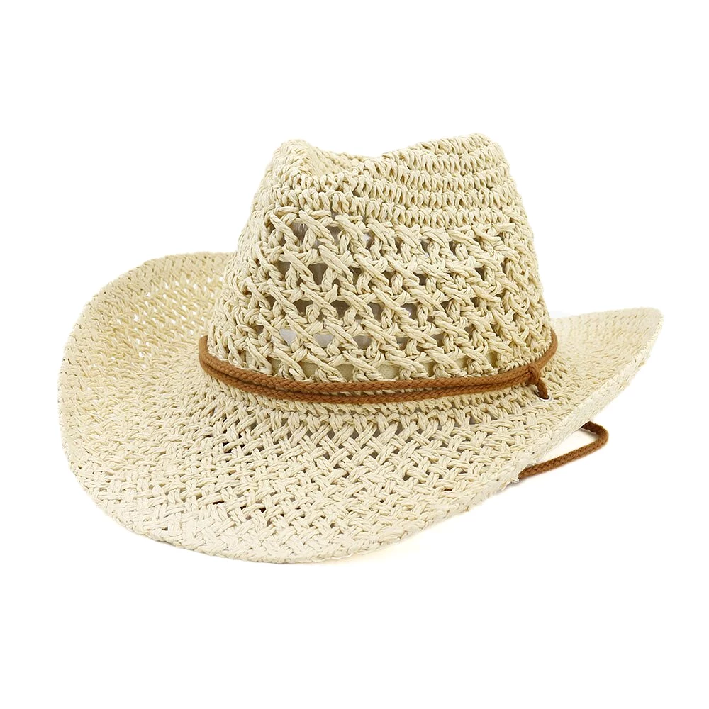 Western Cowboy Handmade Straw Hat Top Hat Women's Outdoor Beach Hat Sun Visor Sun Protection