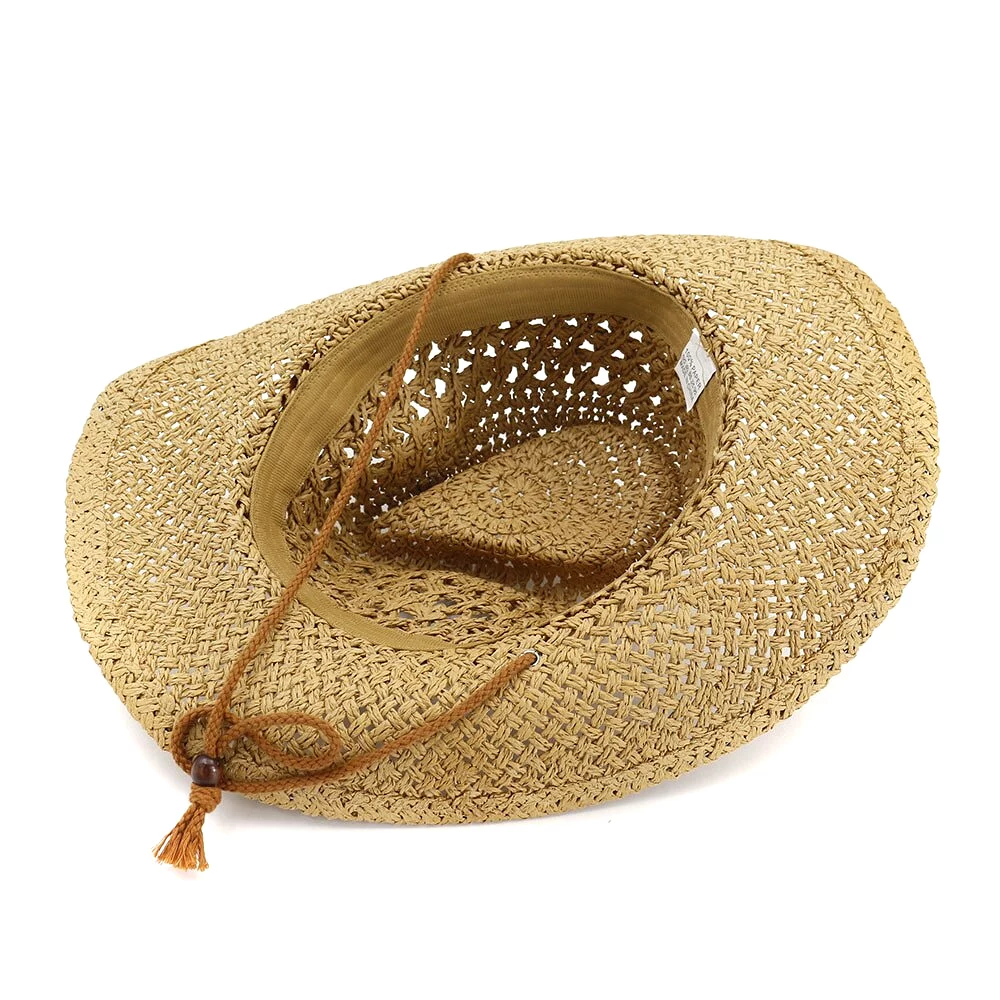 Western Cowboy Handmade Straw Hat Top Hat Women's Outdoor Beach Hat Sun Visor Sun Protection