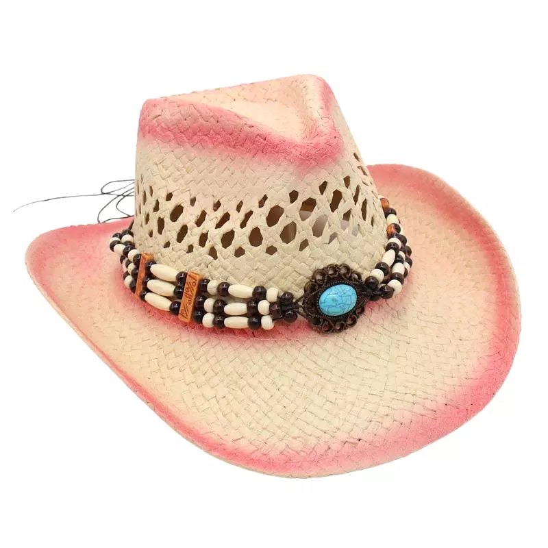 Western Style Cowboy Straw Hat Women Men Spring Summer Large Brim Seaside Beach Sun Protection Hat