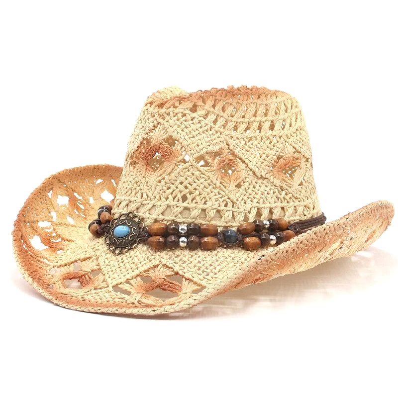 Western Style Cowboy Straw Hat Women Men Spring Summer Large Brim Seaside Beach Sun Protection Hat