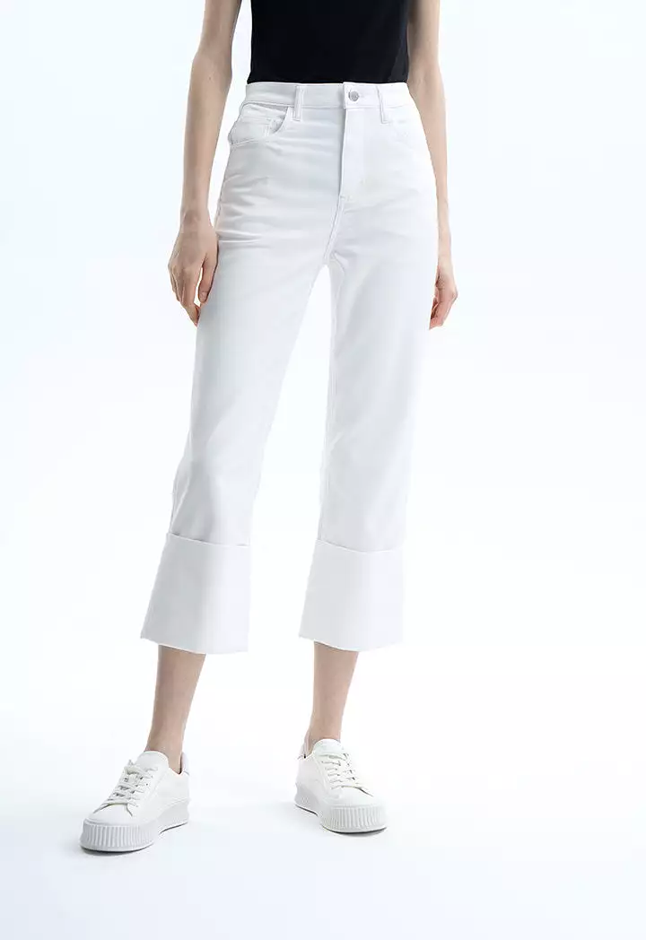 Wide Folded Solid Pants