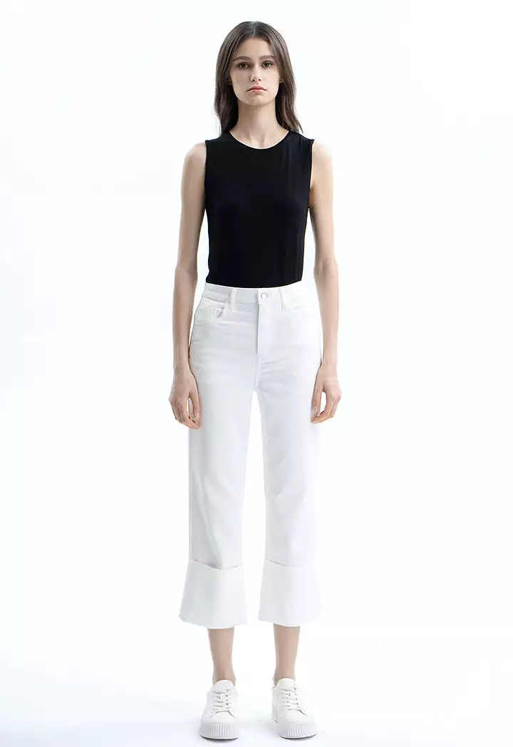 Wide Folded Solid Pants