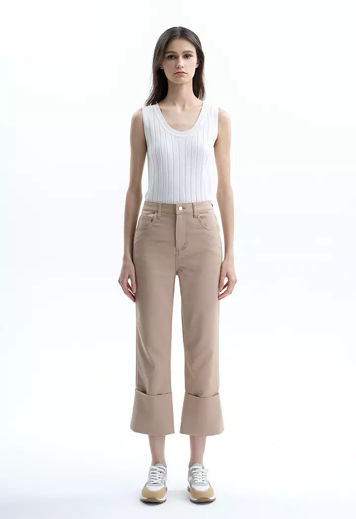 Wide Folded Solid Pants