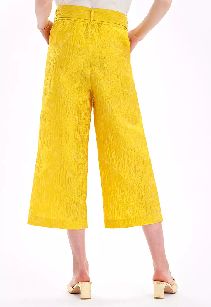 Wide Leg Jacquard Pants With Self-Fabric Belt