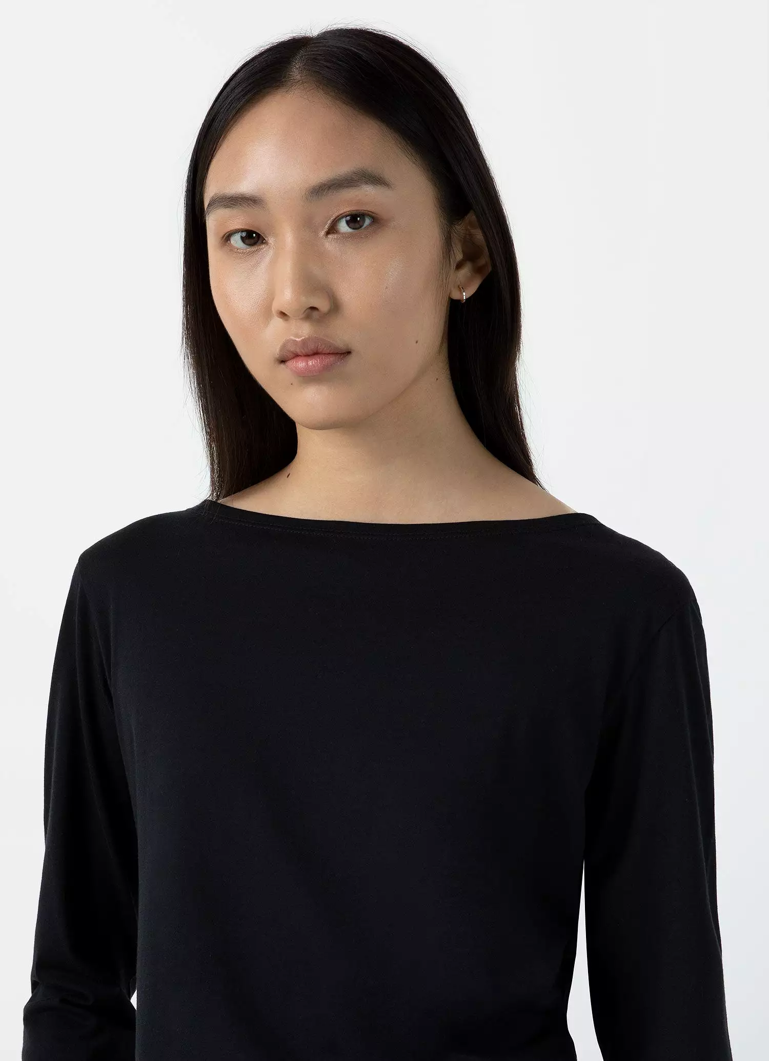 Women's Boat Neck T-shirt in Black