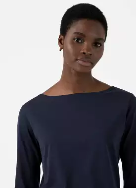 Women's Boat Neck T-shirt in Navy