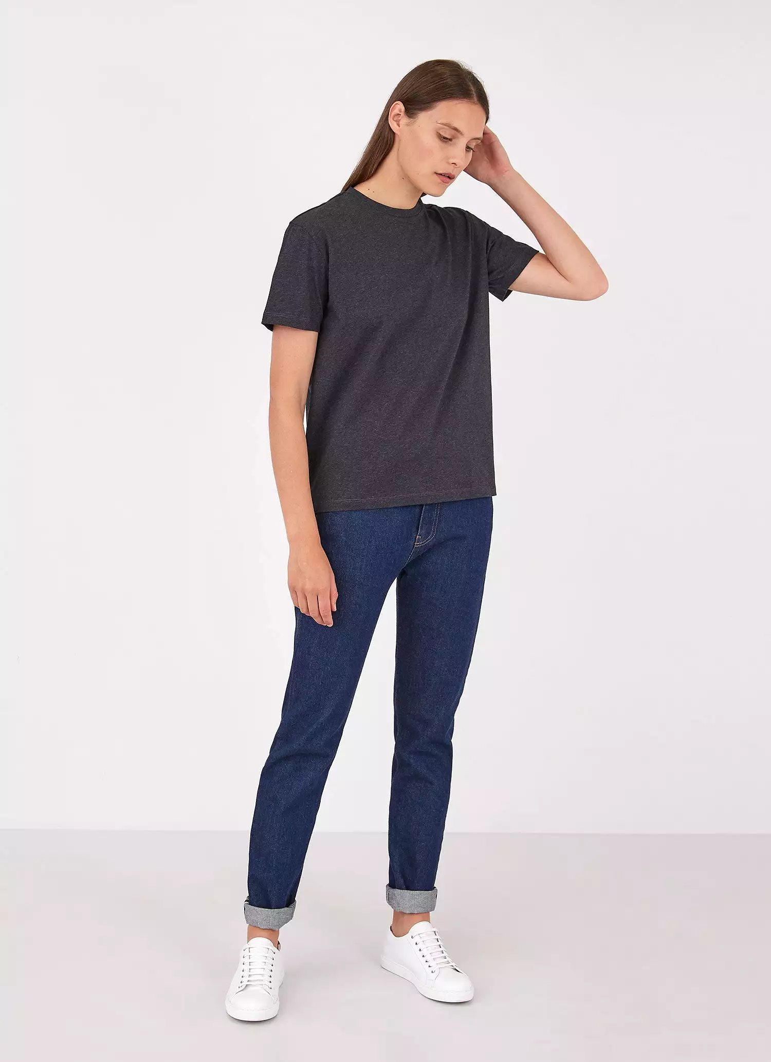 Women's Boy Fit T-shirt in Charcoal Melange