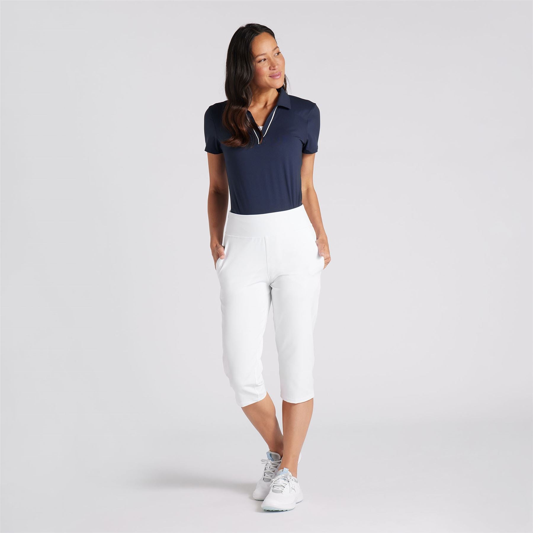 Womens Everyday Capri 3/4 Length Trousers White - SS24