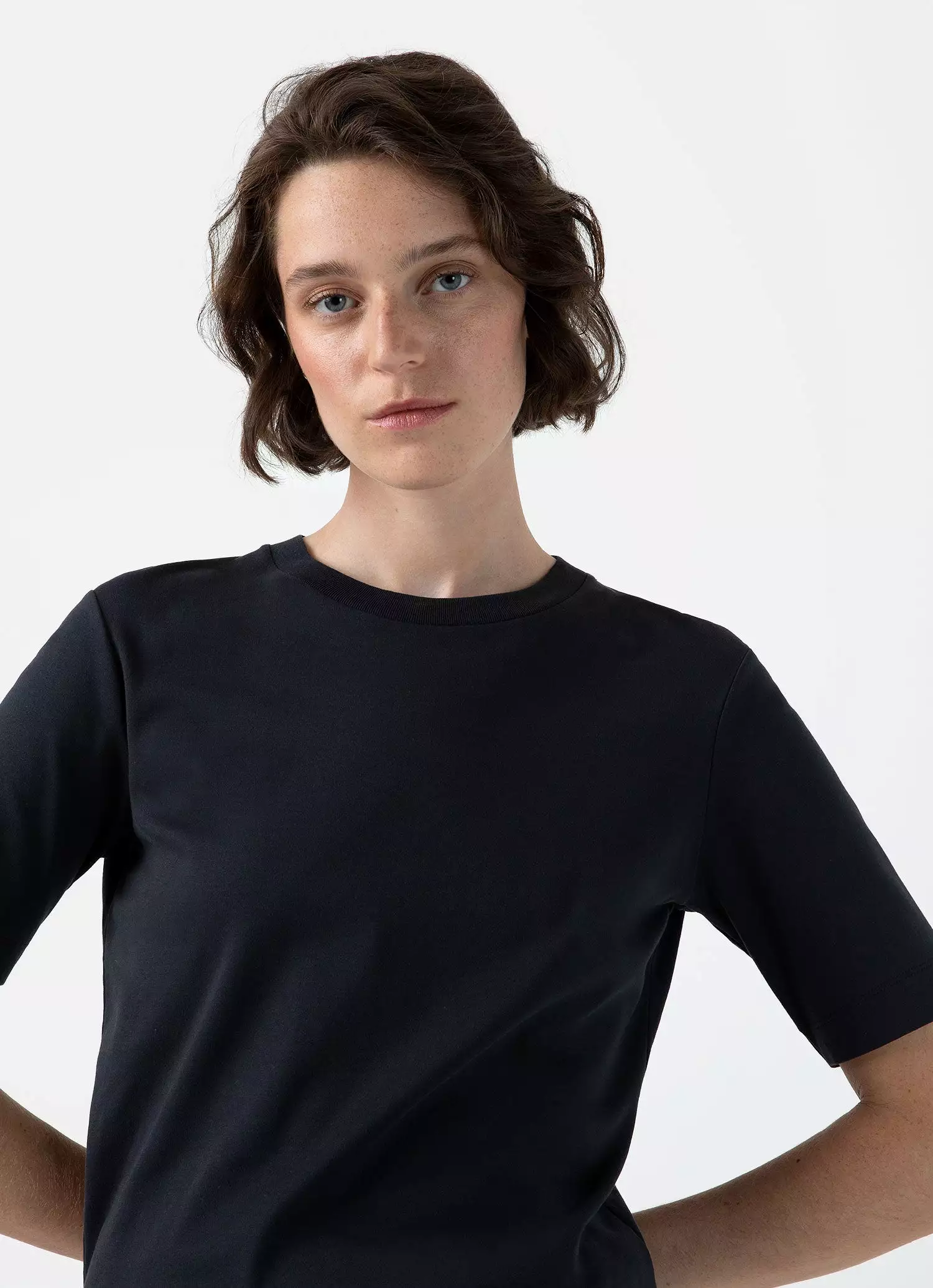 Women's Mid Sleeve T-shirt in Black