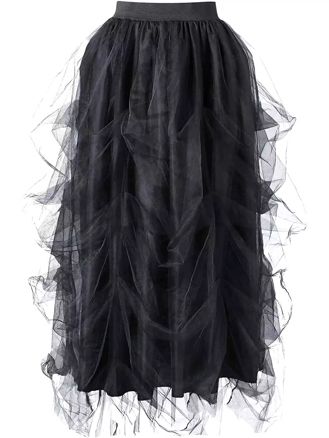 Women's Pleated Tulle Long Skirt in Black, White, and Red - Plus Size XL to 3XL