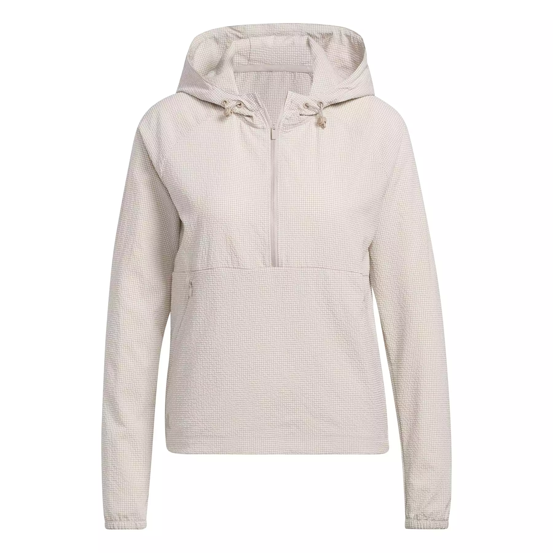 Womens Searsucker Quarter Zip Hoodie Wonder Taupe - SU23