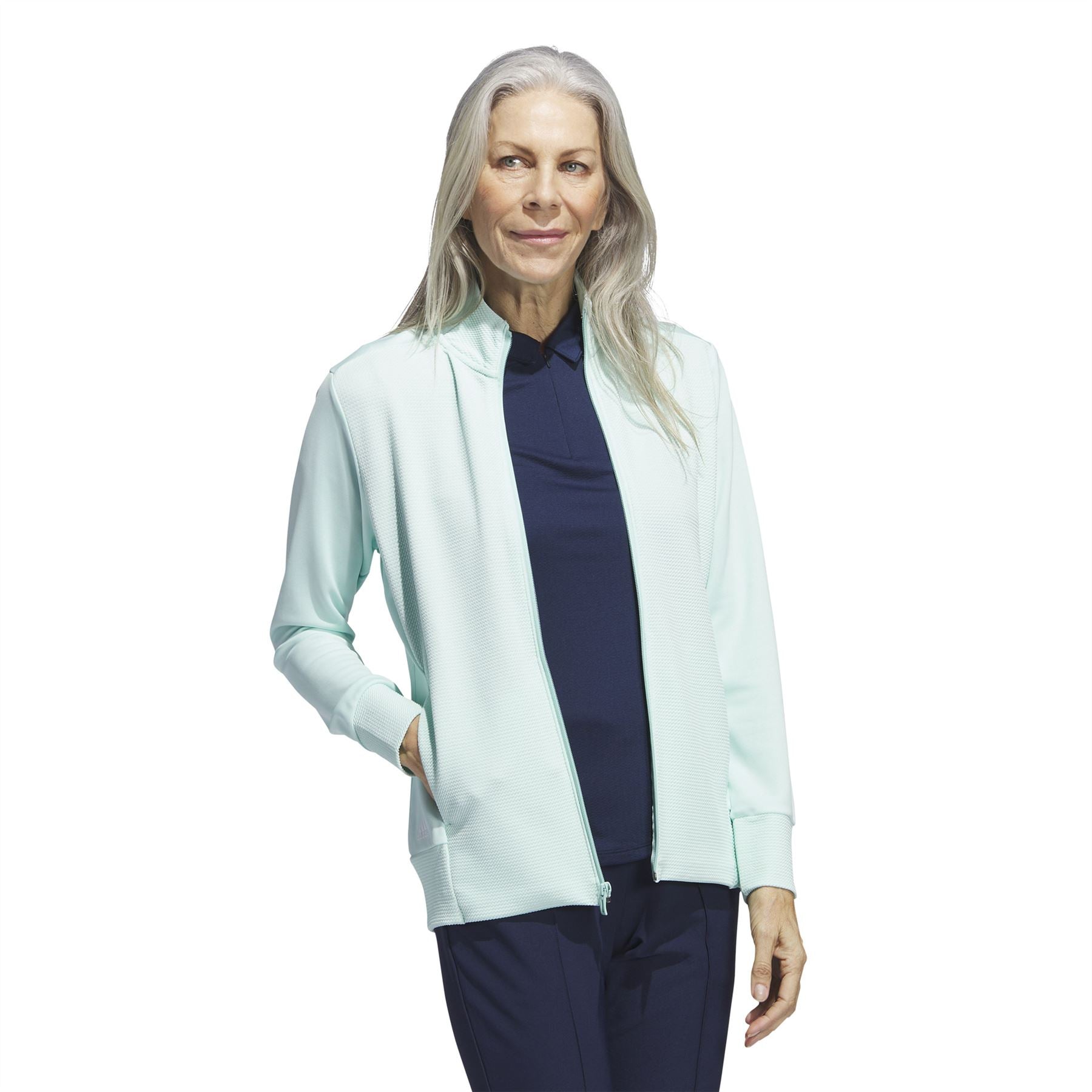 Womens Textured Full Zip Mid Layer Semi Flash Aqua - W23