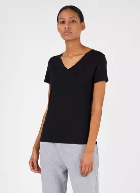 Women's V-neck T-shirt in Black