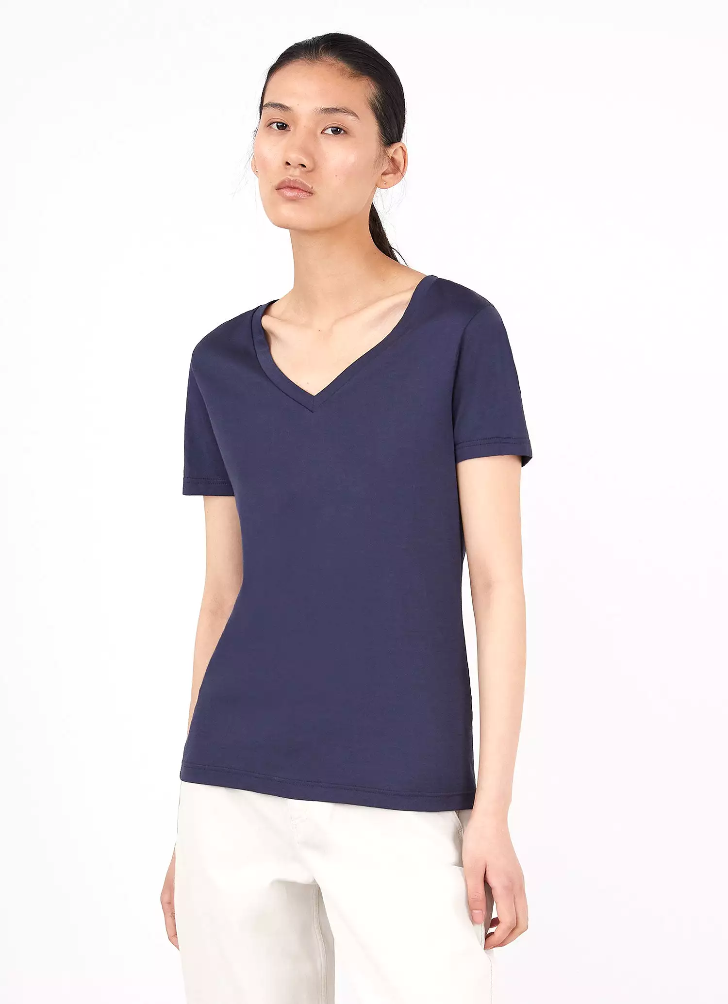 Women's V-neck T-shirt in Navy