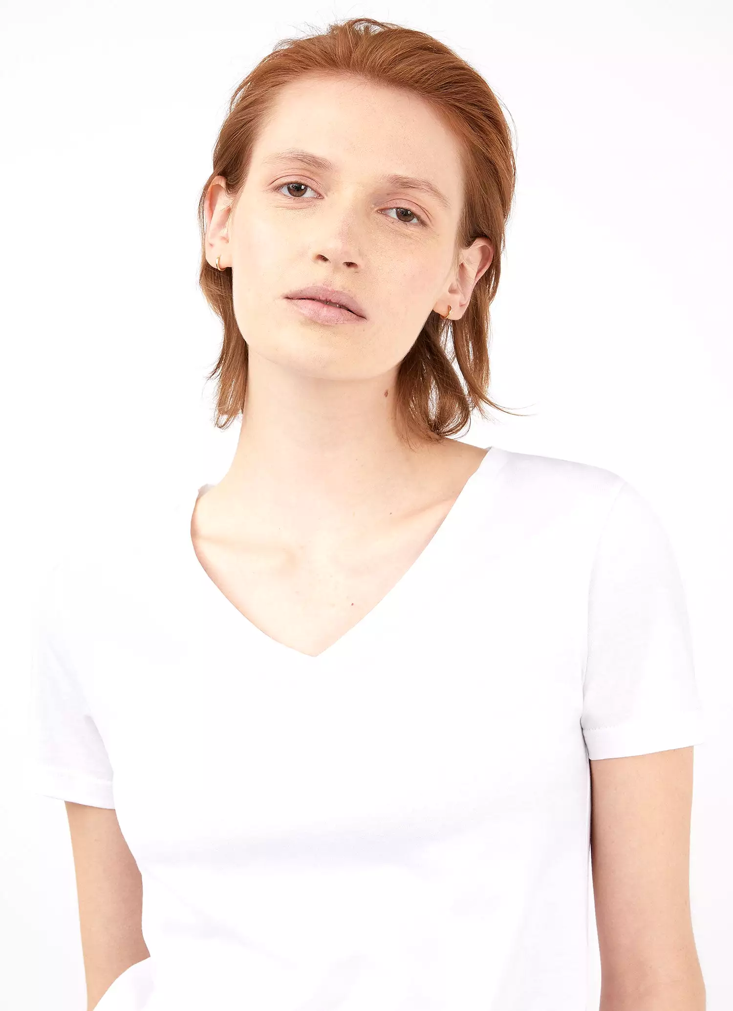 Women's V-neck T-shirt in White