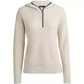 Womens Waffle Stitch Merino Wool Hoodie Stone Heather - AW23