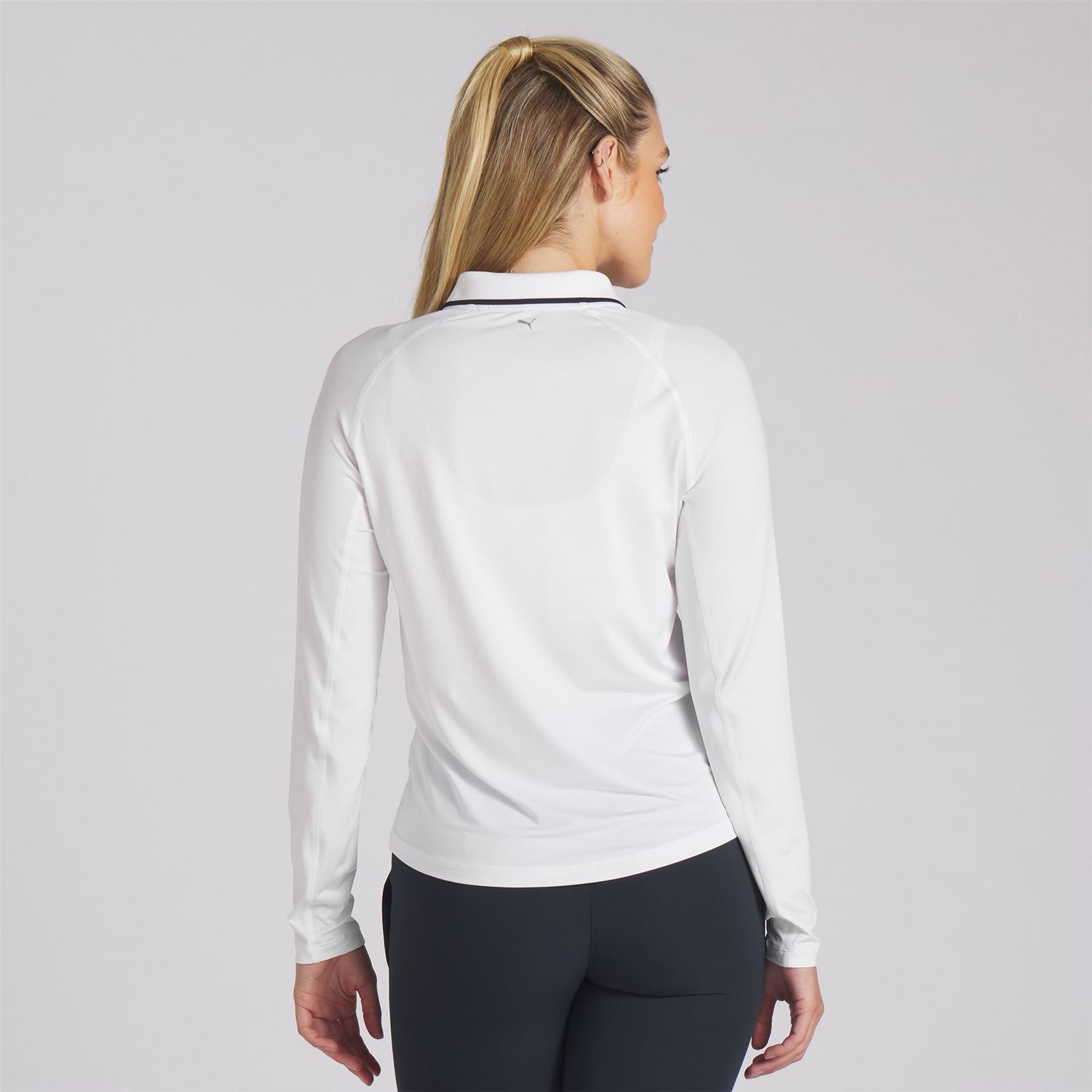 Womens You-V Long Sleeve Quarter Zip Polo White - SS24