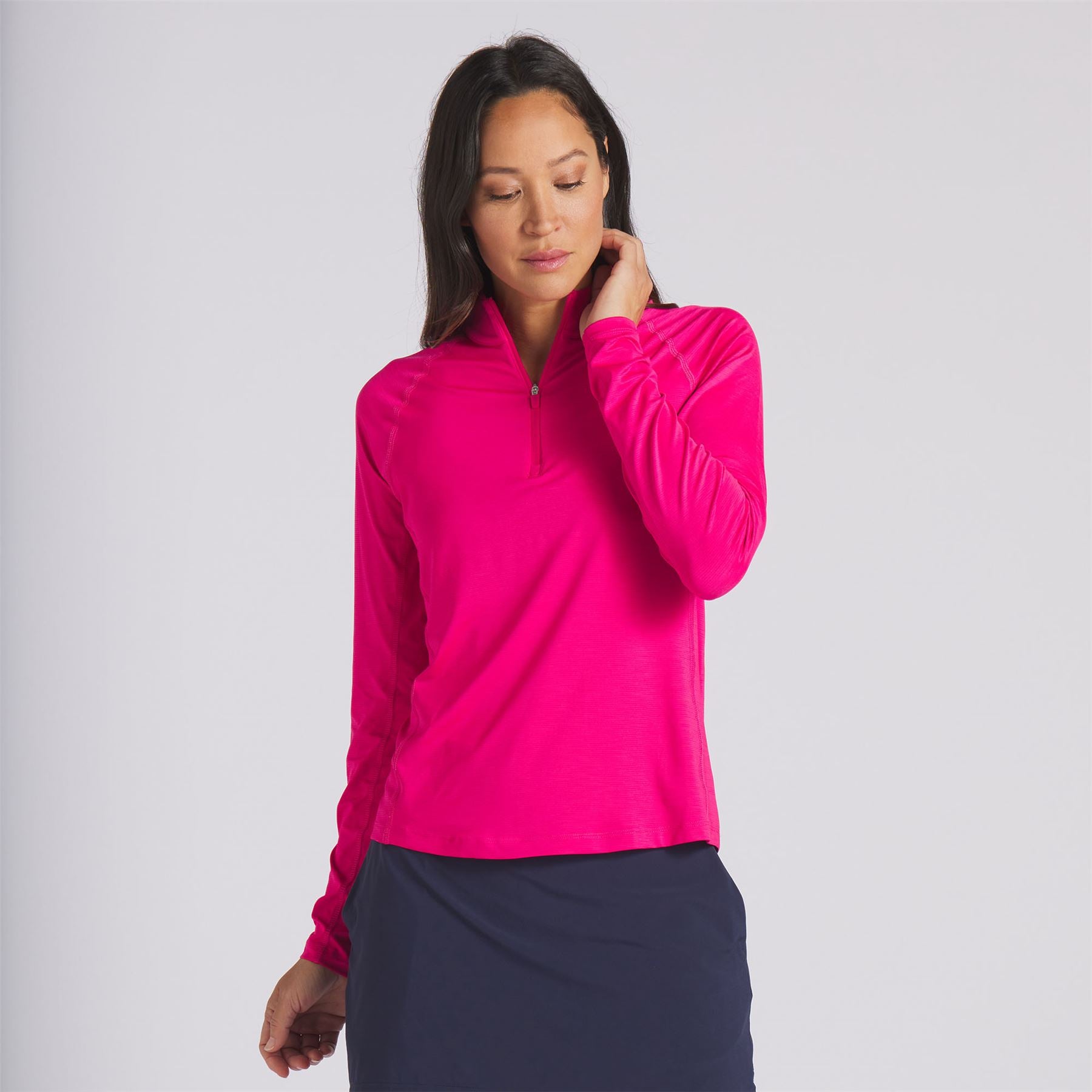 Womens You-V Solid Quarter Zip Mid Layer Pink - SS24