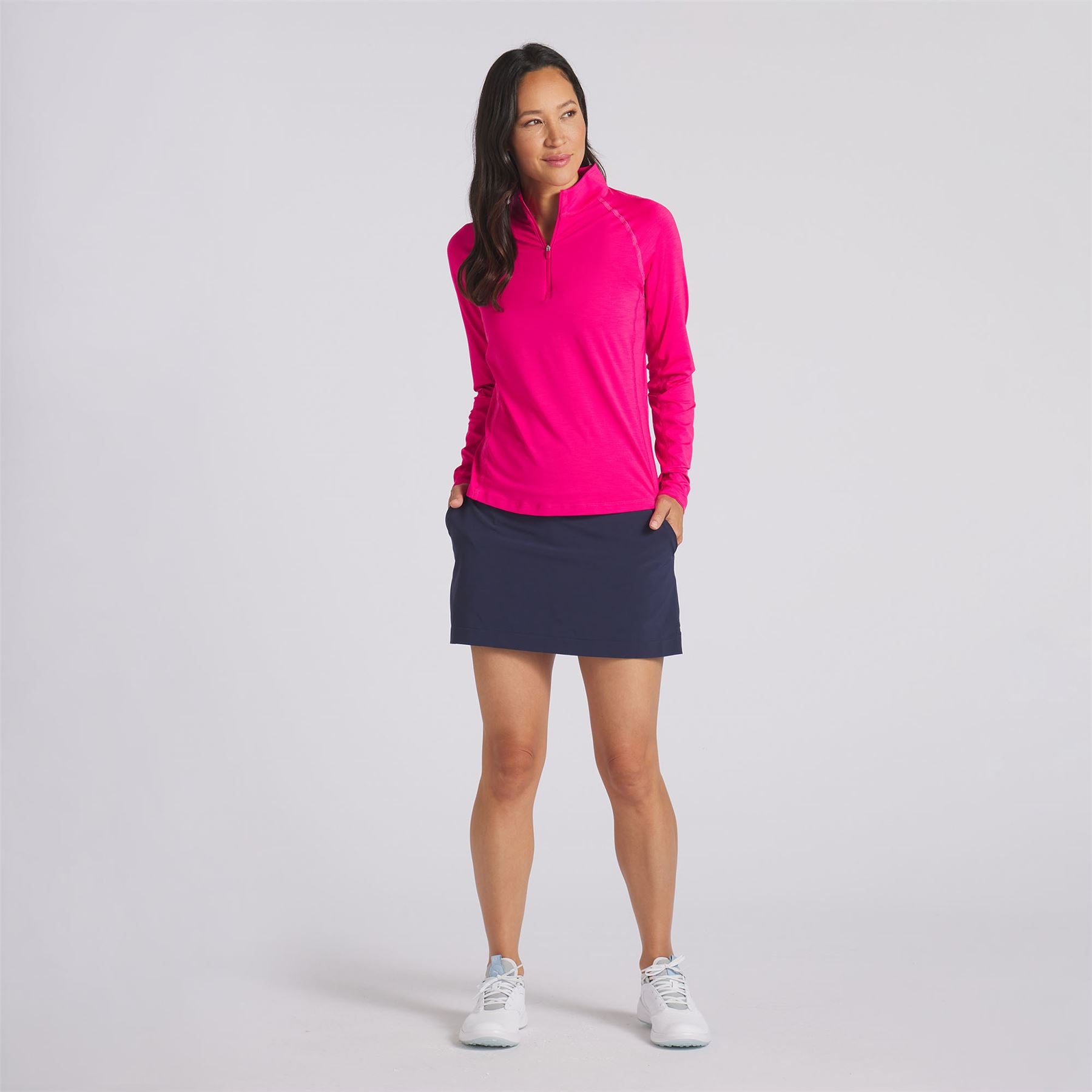 Womens You-V Solid Quarter Zip Mid Layer Pink - SS24