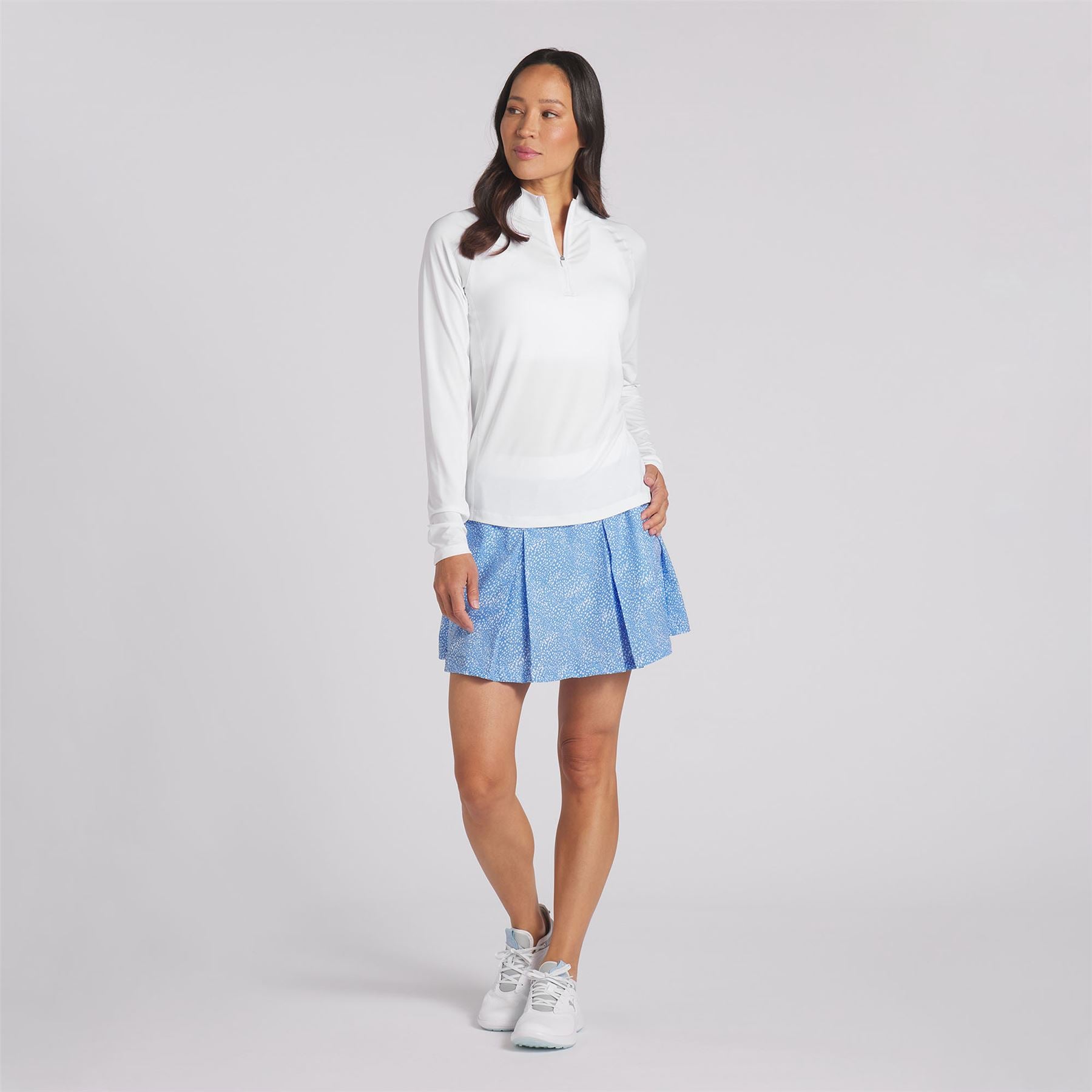 Womens You-V Solid Quarter Zip Mid Layer White - SS24